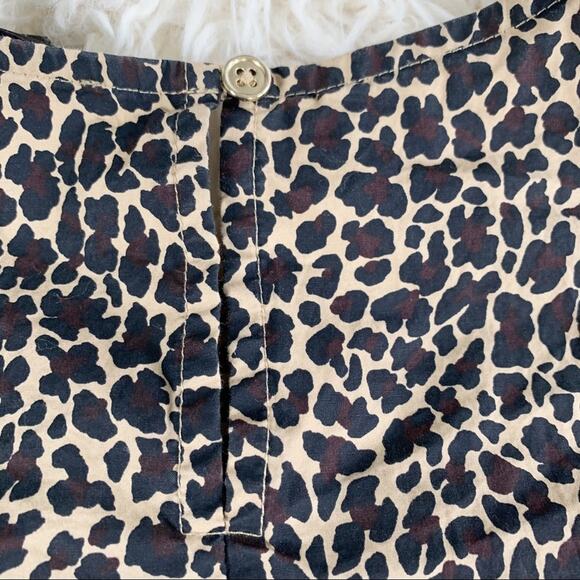 J. CREW Black & Tan Leopard Print Keyhole Back Top size Small - Picture 5 of 8